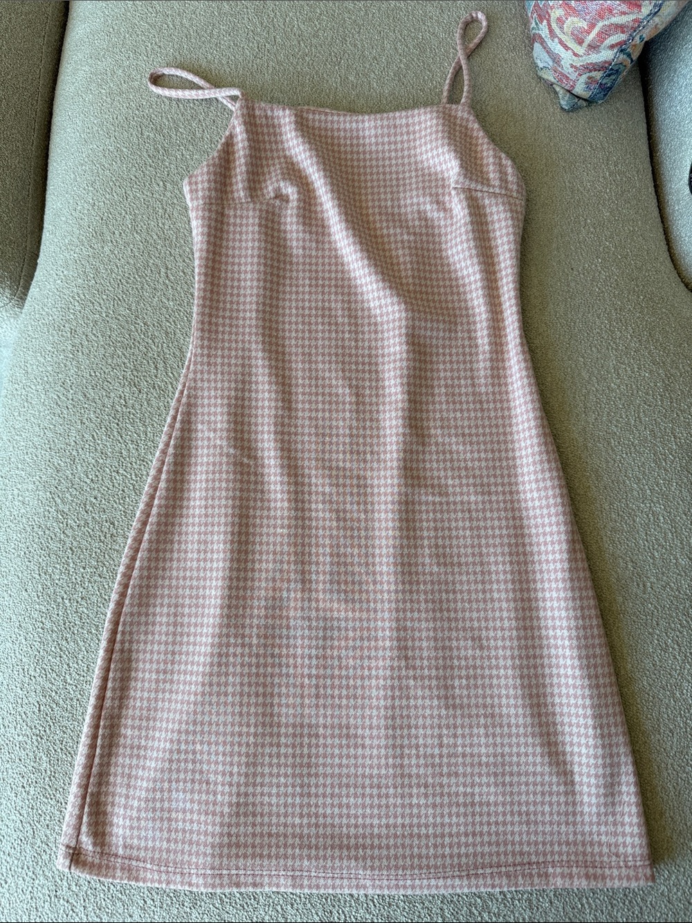 Altar'd State Pink Houndstooth Mini Slip Dress